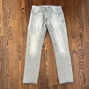 AG Adriano Goldschmied Light Gray Slim Straight Jeans